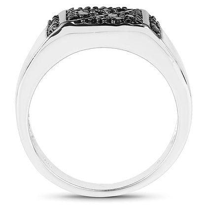 0.35 Carat Genuine Black Diamond .925 Sterling Silver Ring