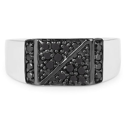 0.35 Carat Genuine Black Diamond .925 Sterling Silver Ring