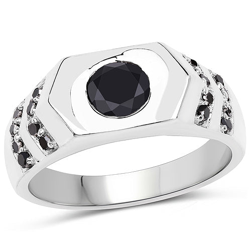 1.53 Carat Genuine Black Diamond .925 Sterling Silver Ring