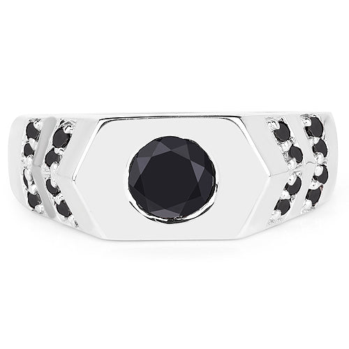 1.53 Carat Genuine Black Diamond .925 Sterling Silver Ring
