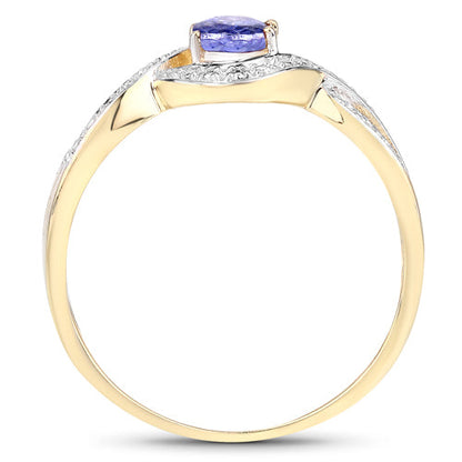 0.75 Carat Genuine Tanzanite .925 Sterling Silver Ring