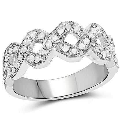 0.40 Carat Genuine White Diamond .925 Sterling Silver Ring