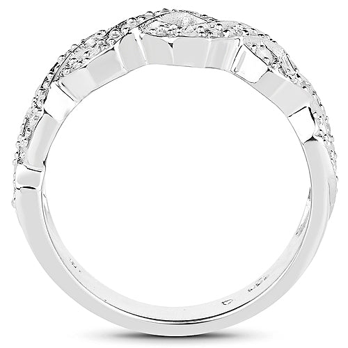 0.40 Carat Genuine White Diamond .925 Sterling Silver Ring
