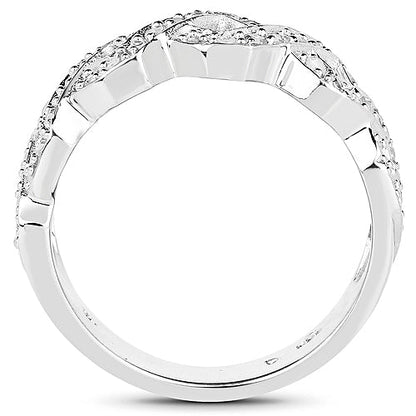 0.40 Carat Genuine White Diamond .925 Sterling Silver Ring
