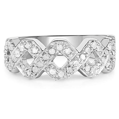 0.40 Carat Genuine White Diamond .925 Sterling Silver Ring