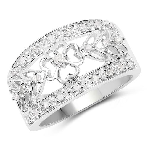 0.31 Carat Genuine White Diamond .925 Sterling Silver Ring