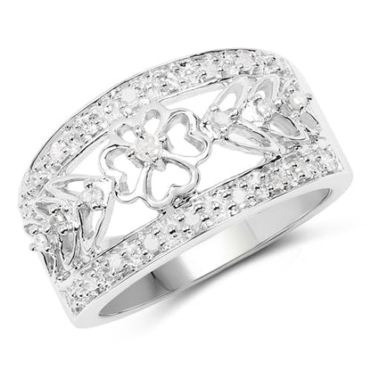 0.31 Carat Genuine White Diamond .925 Sterling Silver Ring