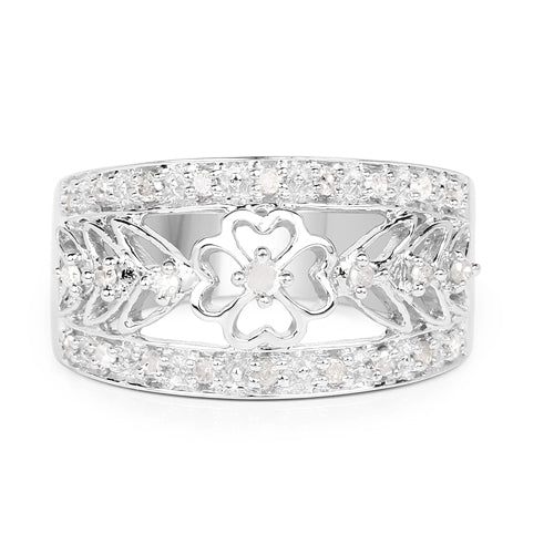 0.31 Carat Genuine White Diamond .925 Sterling Silver Ring