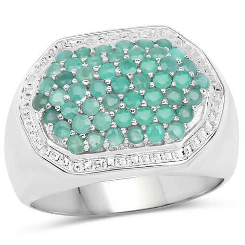 1.43 Carat Genuine Emerald .925 Sterling Silver Ring