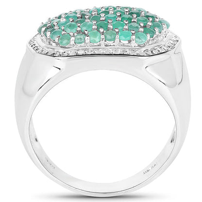 1.43 Carat Genuine Emerald .925 Sterling Silver Ring