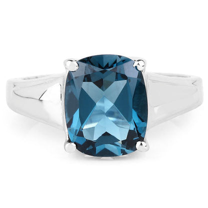 3.50 Carat Genuine London Blue Topaz .925 Sterling Silver Ring