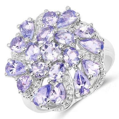 3.35 Carat Genuine Tanzanite .925 Sterling Silver Ring