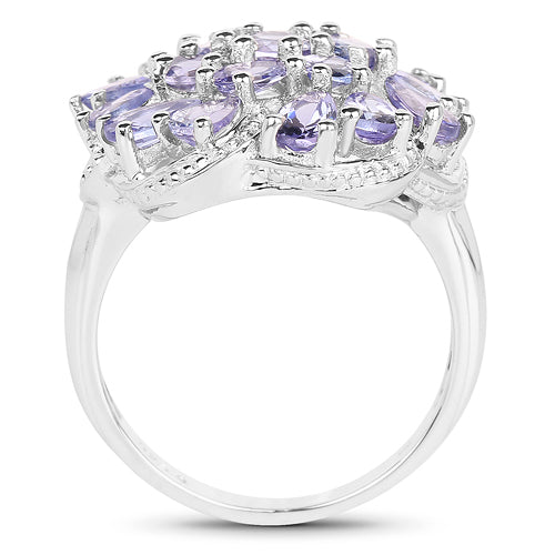 3.35 Carat Genuine Tanzanite .925 Sterling Silver Ring