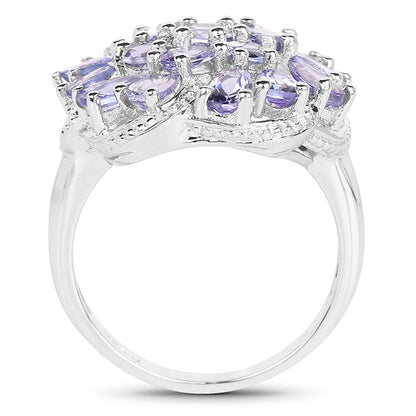 3.35 Carat Genuine Tanzanite .925 Sterling Silver Ring