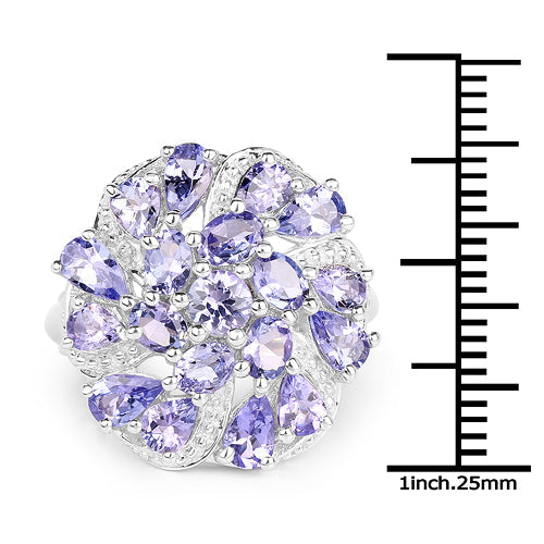 3.35 Carat Genuine Tanzanite .925 Sterling Silver Ring