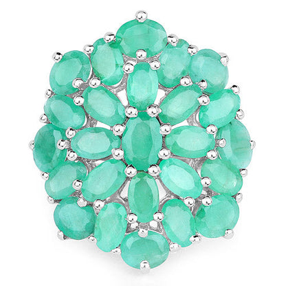 5.88 Carat Genuine Emerald .925 Sterling Silver Ring