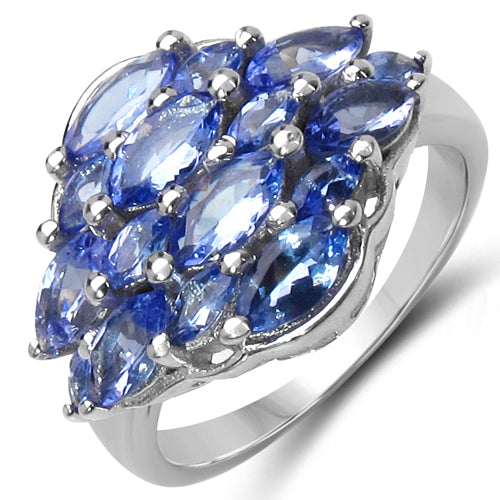 2.48 Carat Genuine Tanzanite .925 Sterling Silver Ring
