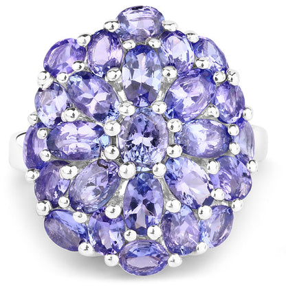7.08 Carat Genuine Tanzanite .925 Sterling Silver Ring