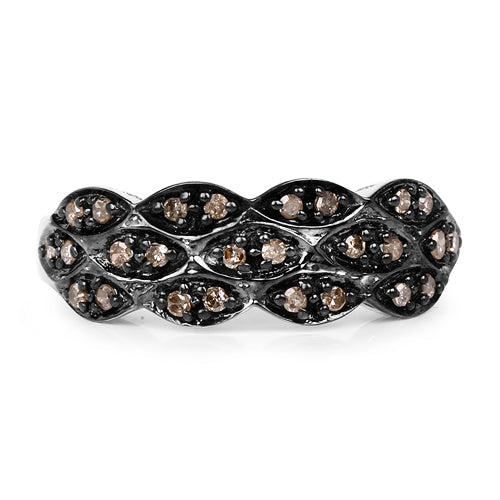 0.31 Carat Genuine Champagne Diamond .925 Sterling Silver Ring