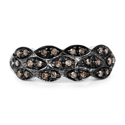 0.31 Carat Genuine Champagne Diamond .925 Sterling Silver Ring