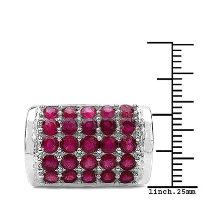 3.01 Carat Genuine Ruby & White Diamond .925 Sterling Silver Ring