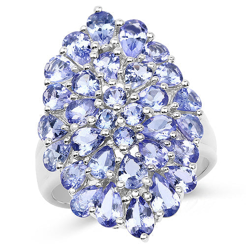 4.62 Carat Genuine Tanzanite .925 Sterling Silver Ring
