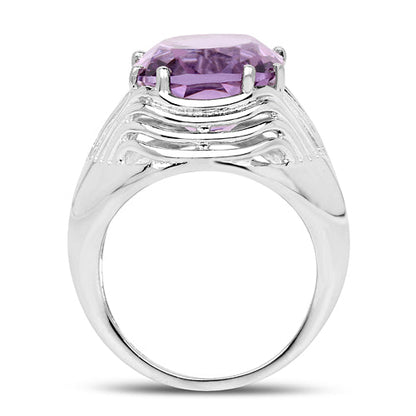 10.02 Carat Genuine Amethyst .925 Sterling Silver Ring