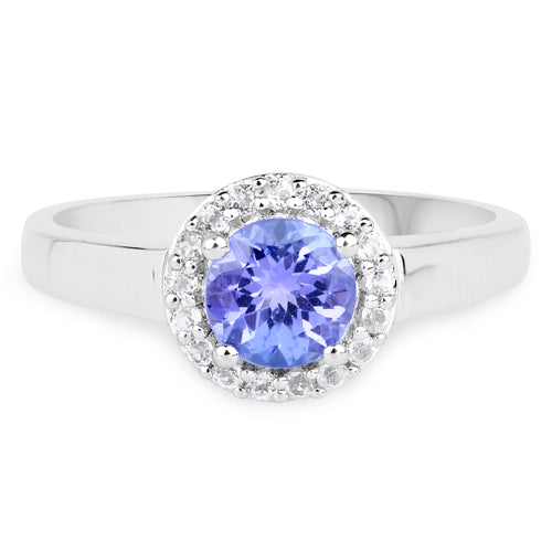 3.77 Carat Genuine Tanzanite and White Topaz .925 Sterling Silver 3 Piece Jewelry Set (Ring, Earrings, and Pendant w/ Chain)
