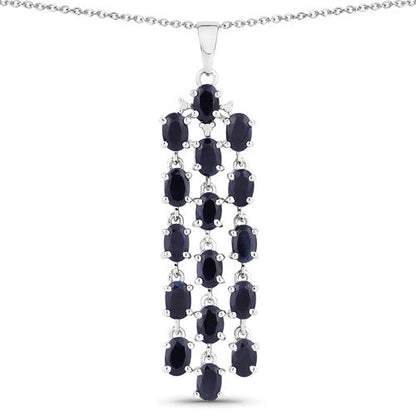 7.68 Carat Genuine Blue Sapphire .925 Sterling Silver Pendant