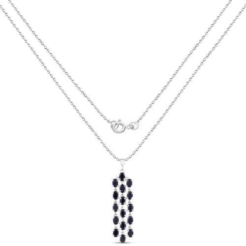 7.68 Carat Genuine Blue Sapphire .925 Sterling Silver Pendant