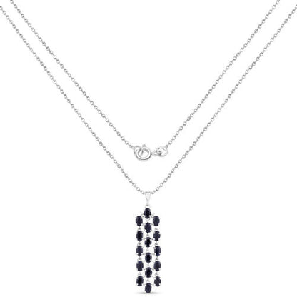 7.68 Carat Genuine Blue Sapphire .925 Sterling Silver Pendant