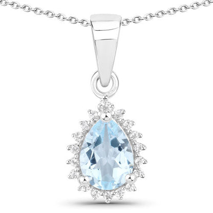 2.00 Carat Genuine Blue Topaz and White Topaz .925 Sterling Silver Jewelry Set