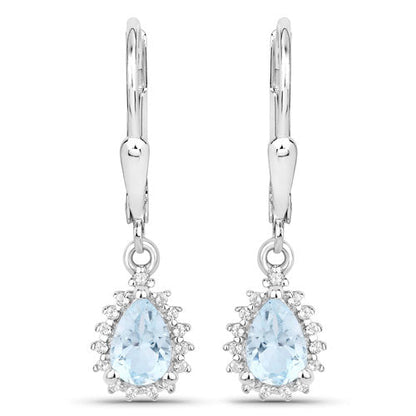 2.00 Carat Genuine Blue Topaz and White Topaz .925 Sterling Silver Jewelry Set