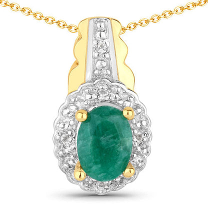 1.71 Carat Dyed Emerald and White Topaz .925 Sterling Silver Jewelry Set
