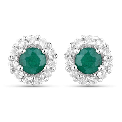 1.81 Carat Dyed Emerald and White Topaz .925 Sterling Silver Jewelry Set