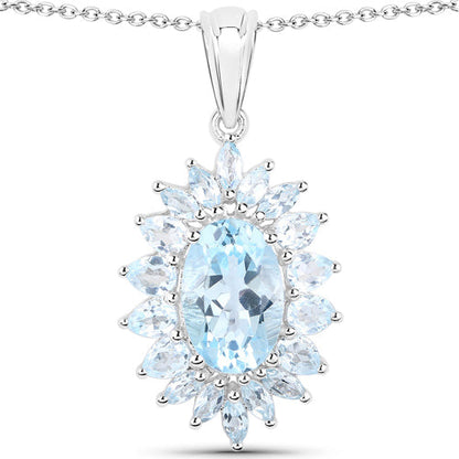 19.18 Carat Genuine Blue Topaz .925 Sterling Silver 3 Piece Jewelry Set (Ring, Earrings, and Pendant w/ Chain)