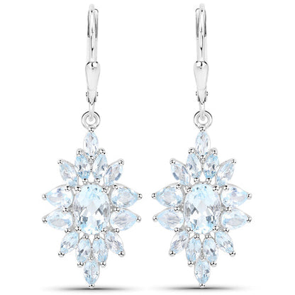 19.18 Carat Genuine Blue Topaz .925 Sterling Silver 3 Piece Jewelry Set (Ring, Earrings, and Pendant w/ Chain)