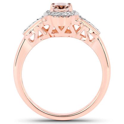 1.98 Carat Genuine Morganite and White Topaz .925 Sterling Silver 3 Piece Jewelry Set (Ring, Earrings, and Pendant w/ Chain)