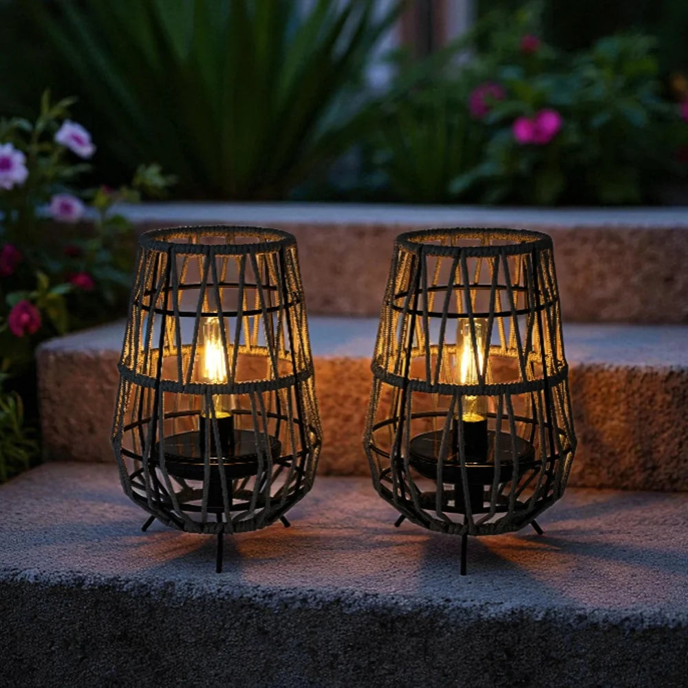 Set of 2 Solar Lantern Outdoor Table Lamp Outside Hanging Solar Lights