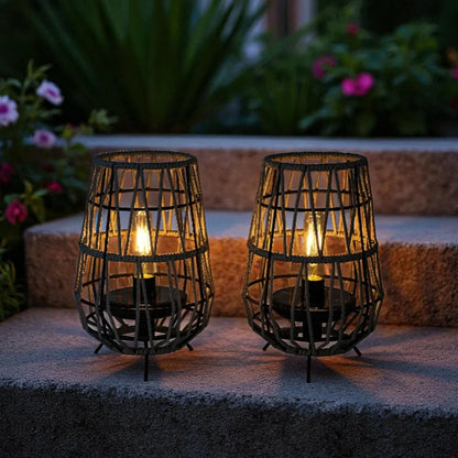 Set of 2 Solar Lantern Outdoor Table Lamp Outside Hanging Solar Lights