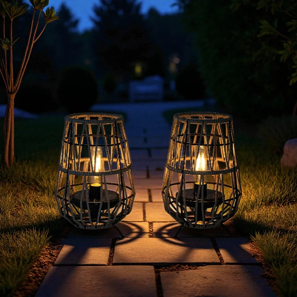Set of 2 Solar Lantern Outdoor Table Lamp Outside Hanging Solar Lights
