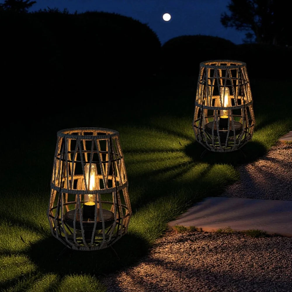 Set of 2 Solar Lantern Outdoor Table Lamp Outside Hanging Solar Lights