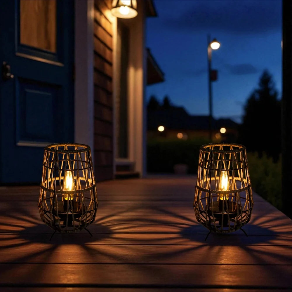 Set of 2 Solar Lantern Outdoor Table Lamp Outside Hanging Solar Lights