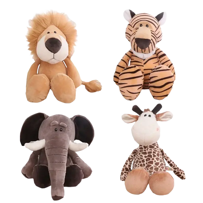 Stuffed Plush Animals Lion Elephant Tiger Soft Toys
