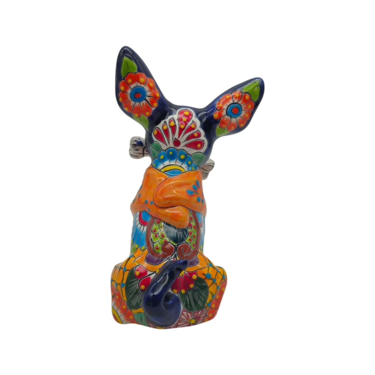 Talavera Chihuahua Dog Statue With Bone | Colorful Decor