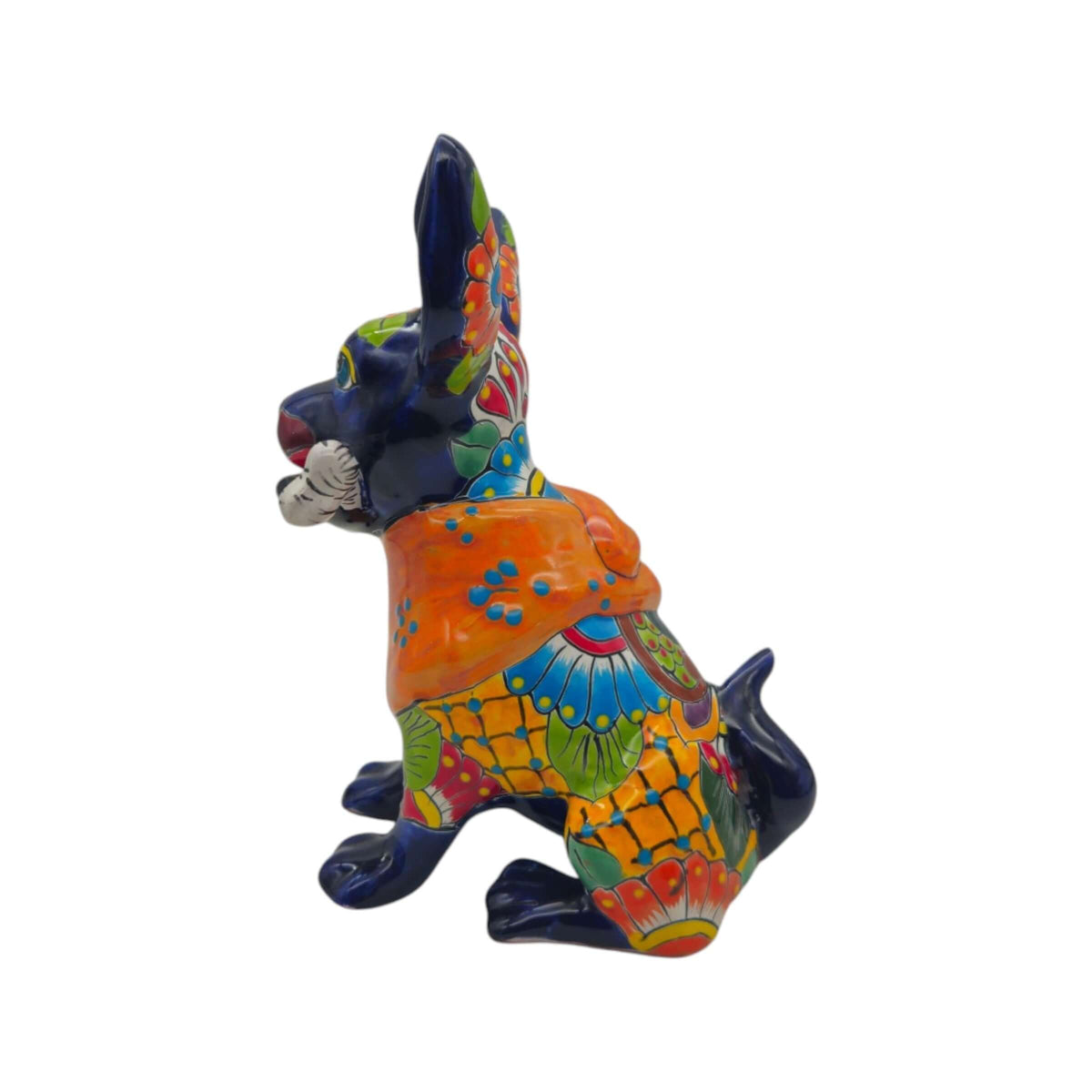 Talavera Chihuahua Dog Statue With Bone | Colorful Decor