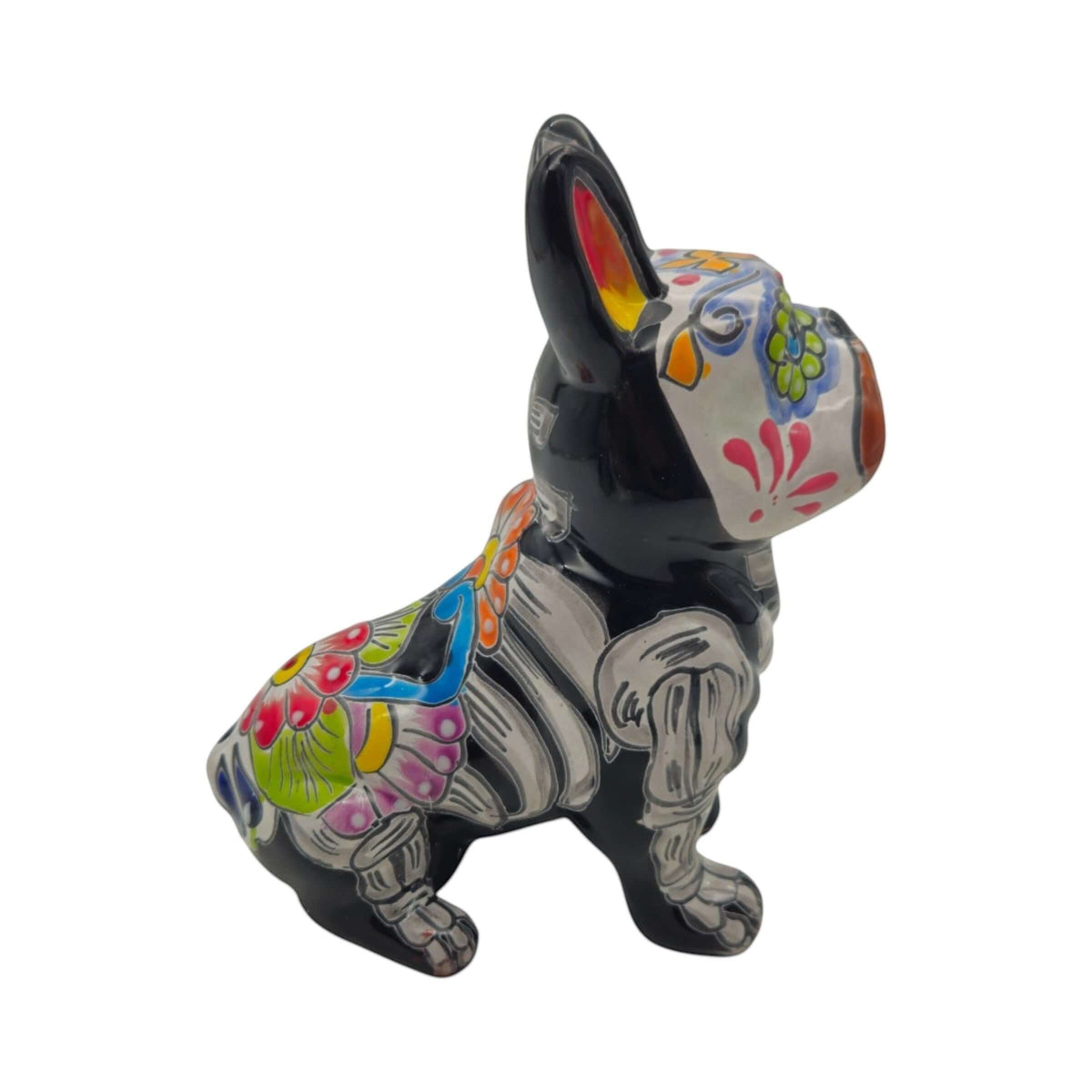 Talavera French Bulldog Statue | Day of the Dead Design