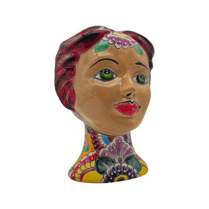 Talavera Lady Head Planter | Floral Folk Art