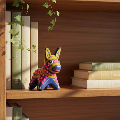 Alebrije Donkey Figurine | Hand-Painted Mexican Folk Art