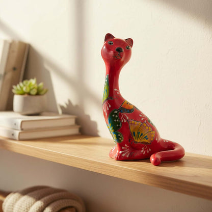 Talavera Cat Figurine | Multicolor Design